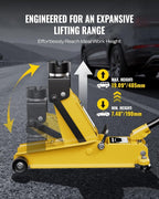 3 Ton (6600 lbs) Floor Jack, Heavy Duty Steel Hydraulic Jack for Car, Low Profile Floor Jack with Rubber Pad, Quick Lift Car Jack with Lifting Range 7.1'' to 20.9'', Yellow