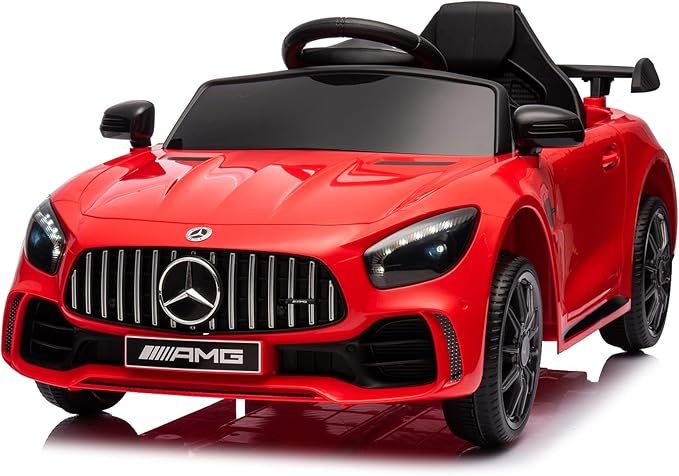 12V Ride on Car, Licensed Mercedes Benz AMG GTR Battery Powered Electric Vehicle, w/Parent Remote, Wider Seat, LED Lights, Openable Doors, MP3 Player, Smooth Start, 3 Speeds - Red