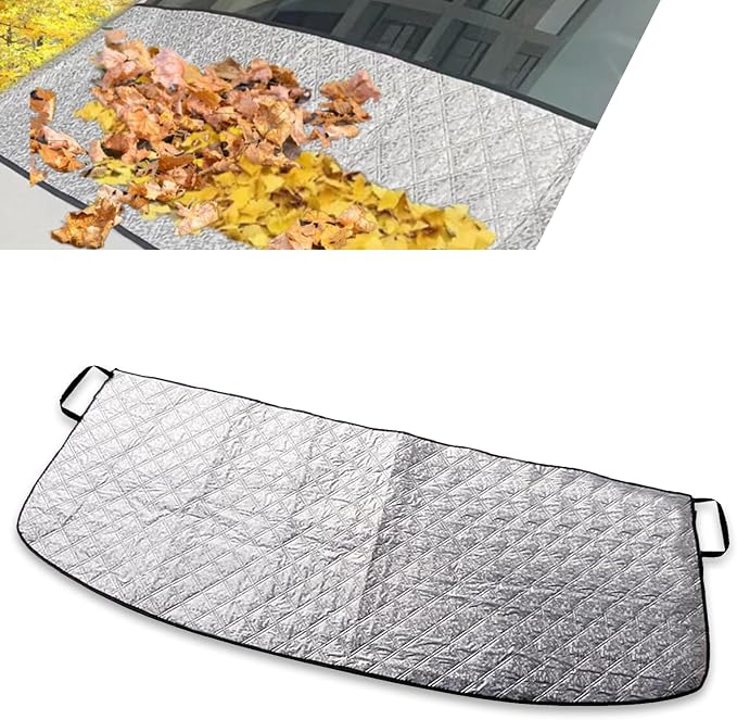 Shakas Windshield Trough Protection Cover, Dust and Leaf Resistant Cover, 66.9" x 17.7" Perfect Coverage Front Window Cover with Elastic Band and Adsorption Block, for Most Cars Trucks (Silver)