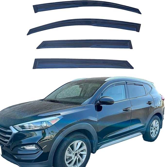 Extra Durable Tape On Window Visors Rain Guards Shade for 2016-2021 Hyundai Tucson,Rain Deflectors for Car Windows,Window Wind Deflectors Vent Visors Fits Tucson 16-21
