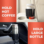 Car Cup Holder Expander - Fits Hydro Flasks 32/40 oz, Nalgene, Yeti & Large Bottles up to 3.8 inches Wide - for Car up to 3.2 Inches Wide - Black