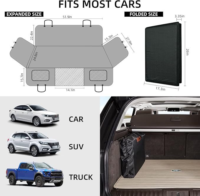 Back Seat Extender,Dog Seat Cover for Back Seat,Hard Bottom Car Seat Cover for Dogs,Dog Hammock for Car,Back Seat Pet Cover for Dogs（Grey,for Car/SUV/Small Truck）