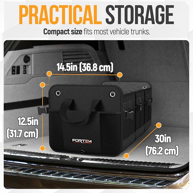 Trunk Organizer For SUV Car Organizer and Storage, Multi-Compartment Storage Bag Car Accessories for Women Men, Perfect Christmas Gifts, 1680D Oxford, Non Slip Bottom, Straps, Soft Cover (90L)