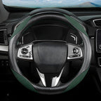 Steering Wheel Cover for Women and Men, Carbon Fiber Plush Steering Wheel Cover Soft Anti-Slip Comforting, Universal 15 Inches Steering Wheels Accessories (Carbon Fiber Black/Green)