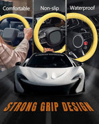 Car Steering Wheel Cover, Thin Anti-Skid Silicone Steering Wheel Cover for Men & Women, Universal Automotive Interior Accessories for Most Cars (Bright Yellow)