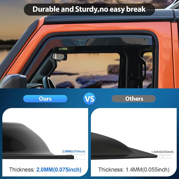 Window Visor Compatible with Chevy Silverado 1500/Avalanche 2007 2008 2009 2010 2011 2012 2013 GMC Sierra 1500/Silverado/Sierra 2500-3500HD Crew Cab Yukon XL in Channel Rain Guards