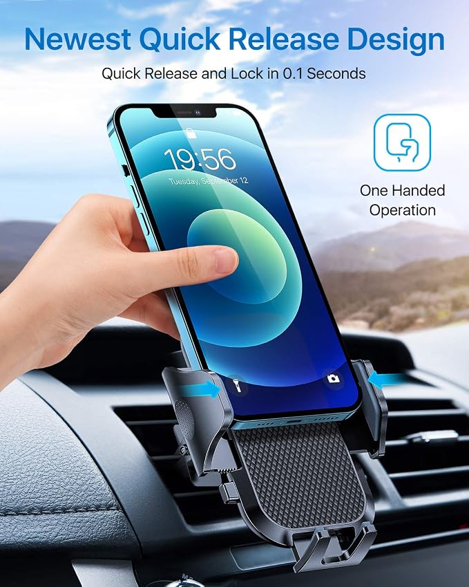 2026 Upgraded Car Phone Holder Mount for Vent, Military Sturdy Metal Clip Air Vent Phone Holder for Your Car Easy Used Cell Phone Car Mount for iPhone 17 Pro Max 15 14 13 Samsung S26 S25