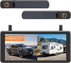 Solar Wireless Backup 2 Cameras: 2-Min DIY Install, Dual Channel Stable Signal DVR Monitor, 7.2" 1080P Super Night Vision, IP69K Waterproof Back Up Camera for Cars, Truck, Trailer, SUV, Van