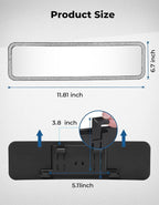 Rear View Mirror, Universal 12 Inch Panoramic Rearview Accessories with Bling Rhinestones Crystal Diamonds Edge, Interior Clip-on Wide Angle Rear View Mirror -White