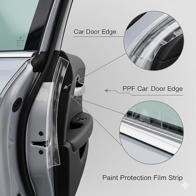 5 Door Edge Guard Made with Paint Protection Film, Scotch Guard, PPF 8mil Precut Strips, Universal Fit Cars, Truck, SUV, Clear Tape, Door Protector, Car Accessories