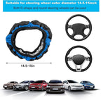 Car Steering Wheel Cover, 15 Inches Non-Slip Leather Steering Wheel Protector, Universal Soft Cover Mats for Car Truck SUV, Interior Car Accessories (Blue)