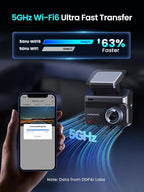 Dash Cam Front and Rear 4K+1080P, Dash Camera for Cars with GPS, 5GHz WiFi 6, AI Night Vision 2.0, 48H Parking Mode, 64GB Card Included, ADAS, Loop Recording, Car Dash Cam, Z50 Pro
