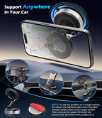 Car Phone Mount Holder for Magsafe, 360° Adjustable Magnetic Phone Holder Foldable Suction Cup Phone Mount for Car/Gym/Mirror Mount for iPhone/Android, Black