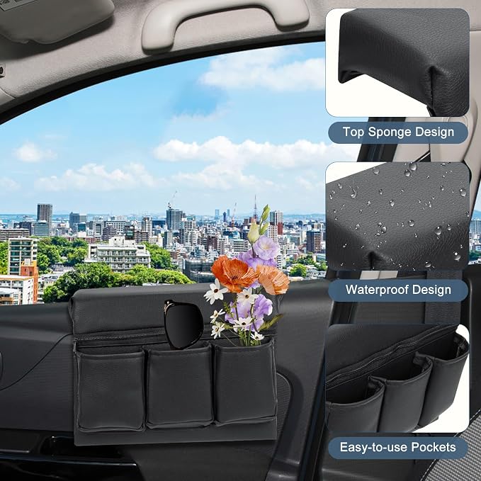Car Door Side Storage Pockets Organizer Leather Car Window Armrest Storage Box - Universal SUV Truck Vehicle Arm Elbow Rest Pad Bag Accessories