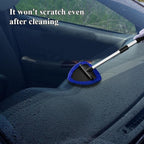 Windshield Cleaning Tool, Car Window Cleaner, Windshield Cleaner with 4 Washable Reusable Microfiber Pads and Extendable Handle, Auto Glass Wiper Cleaning Kit Universal for Car (Blue)