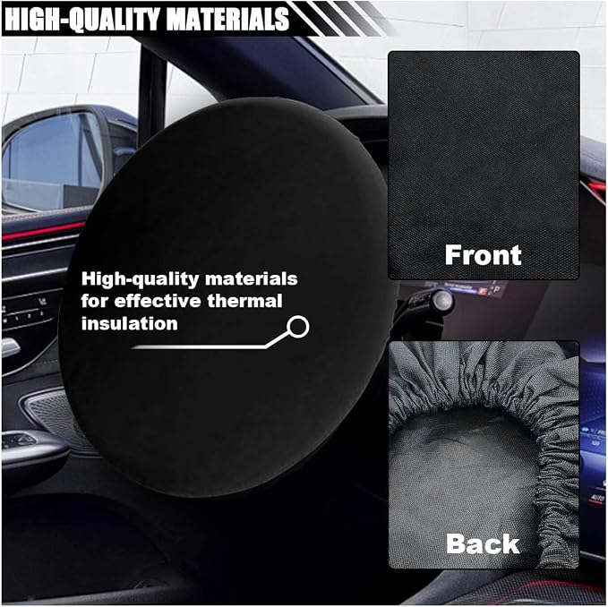 Car Steering Wheel Cover Sun Shade, Anti-Heat Car Wheel Protector | Universal 18 Inch Auto Steering Wheel Sun Block Cover, Steering Wheel Shield Accessories for Most Car Truck SUV, Black