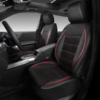 Mesh Leather Car Seat Covers Full Set,Breathable Mesh Faux Leather Seat Covers for Car, Universal Fit for SUV Truck Sedan Automotive, Airbag Compatible, Black and Red