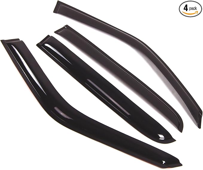 Outside Mount Window Vent Visors Rain Guards Compatible with Plymouth Acclaim 1989-1995 | Side Window Wind Deflectors Rain Shields | Smoke Tinted, 4 Pcs Set, DGWV-091-3
