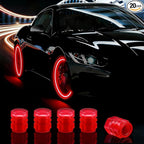 20 Pcs Glow in The Dark Tire Valve Caps Fluorescent Tire Valve Stem Caps, Cool Car Present for Universal Decoration Accessories for Car SUV Bicycle Motorcycles Trucks (Red)