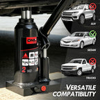 2 tons / 4000 lbs Lifting Automotive Welded Hydraulic Bottle Jack for Sedans Repair, with Manual Handle & Carrying Storage Case, Black