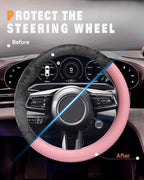 Car Steering Wheel Cover, Thin Anti-Skid Silicone Steering Wheel Cover for Men & Women, Universal Automotive Interior Accessories for Most Cars (Pink)