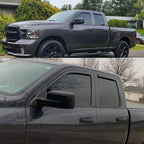 194101 Extra Durable Clip-on In-Channel Auto Vent Window Visors, Fits 2009-2010 Dodge Ram 1500, 2011-2018 Ram 1500, 2019-2024 Ram 1500 Classic, Quad Cab, UV-Protect Rain Guard, Smoke, 4-Pcs