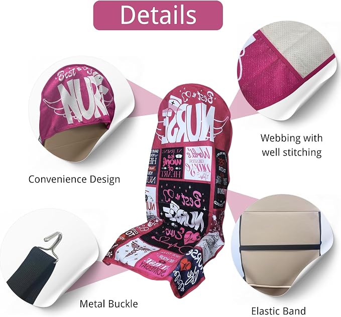 Waterproof Car Seat Cover for Front Seats, Protector for Cars SUVs Trucks, Sweat Towel Seat Covers Bucket for Gym,Workout,Beach,Hiking,Running and Swimming(Nurse Gift, 2PCS)