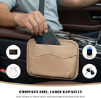Car Seat Side Pocket Organizer, Multifunctional Auto Console Door Window Side Pocket Seats Storage Pouch, Leather Seat Gap Filler Organizer Pen Phone Holder for Most Vehicles (Beige)