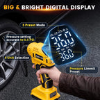 Tire Inflator Air Compressor Compatible with Dewalt 20V Battery, 150PSI Cordless Portable Air Pump with Digital & Auto Shut-Off, LED Light for Car Motorcycles Bike Ball (Tool Only) (Yellow)