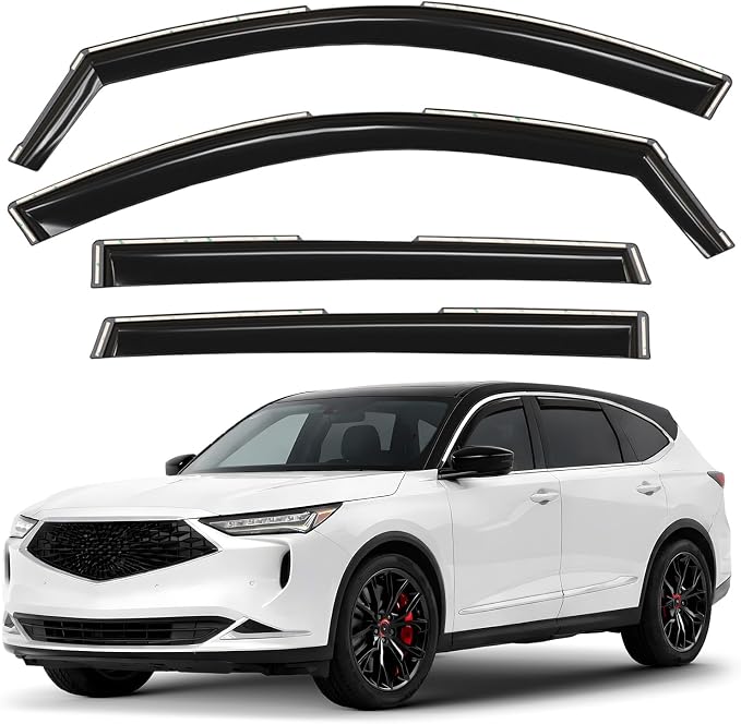 GrandWheel Window Deflectors Smoke Tinted in-Channel Side Window Vent Visor Deflectors Rain Guards Compatible with Acura MDX 2022-2026 - 4 pcs. GW1019