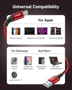 USB to USB C Cable Fast Charging [2 Pack 10FT], USB A to USB C Cable for Car, Durable Braided USB Type C iPhone Charger USBC Cord for iPhone 17/16/15/Pro Max/Plus, Samsung Galaxy S23 and More-Red