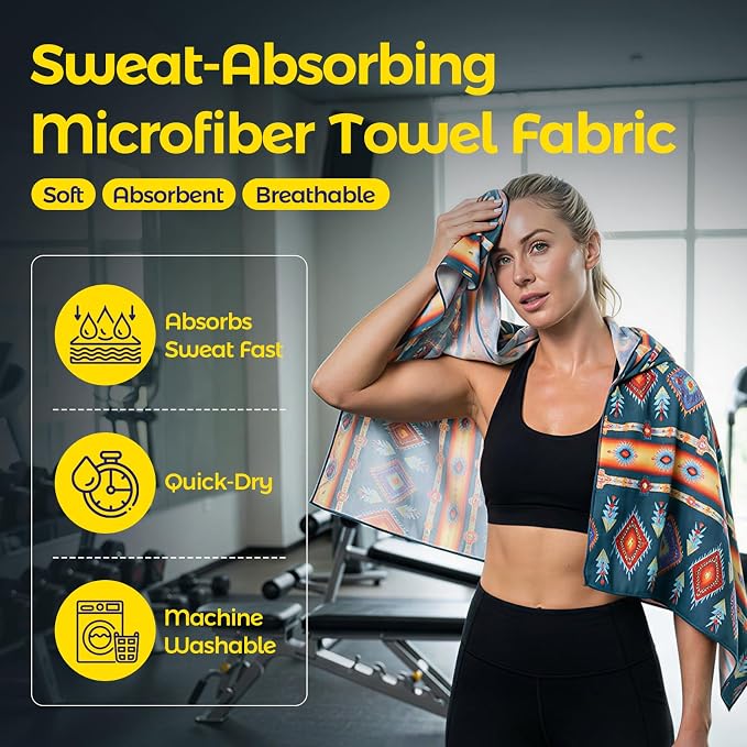 Car Seat Towel Cover - Sweat Absorbing Microfiber Towel for Car Seat After Gym, Workout & Beach - Washable Seat Protector, Universal Fit for Cars, Trucks, SUVs - Southwestern Aztec 1 Pack