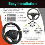 Large Size Steering Wheel Cover Great Grip with 3D Honeycomb Anti-Slip Design, 15.5-15.75 Inch (All Black)