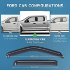 Rain Guards Fit for Ford F150 Super Crew 2015-2026, Tape-on Side Windows Wind Deflectors for Ford F250, F350, F450, F550 2017-2022, Window Rain Guard for Trucks - 4 PCS