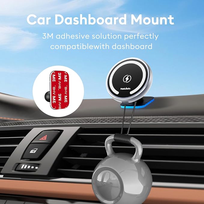 for Magsafe Car Mount Wireless Charger Magnetic Fast Charging Compatible with iPhone 17,16,15,14,13,Pro Max,Mini,Magsafe Case, Air Vent and Stick On Dashboard Car Phone Holder