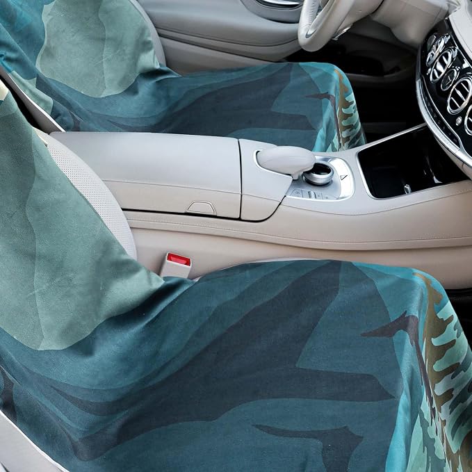 Car Seat Towel Covers with Storage Bag, 63 x 32 Inch Universal Non Slip Waterproof Sweat Protector for Car Truck, Gym Swimming Running, Machine Washable(2 Pack,Grizzly Guide)