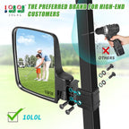 Golf Cart Mirror No Drilling Side Mirrors Universal for Yamaha, Club Car, EZGO, Folding Side Rear View Mirrors Adjustable 180 Degree HD Glass
