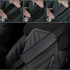 6 PCS Car Steering Wheel Cover Set, Microfiber Leather Steering Wheel Covers Universal 14.5-15 inch, Center Console Cover, Seat Belt Cushion, Cup Holder Coaster, Car Accessories Set Purple