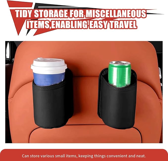 Car Door Cup Holder, Clip On Waterproof Car Window Cup Holder, Multifunctional Leather Door Storage Pocket, Universal Auto Interior Organizer Accessories for Most Cars (Black)