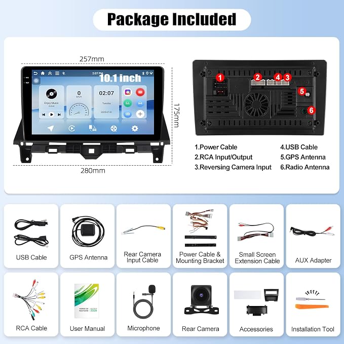 4G+128G Android Car Stereo Radio for Honda Accord 2008 2009 2010 2011 2012 2013 10.1 Inch incell Touch Screen with WiFi Bluetooth Carplay Android Auto GPS Navigation Backup Camera SWC FM RDS MIC