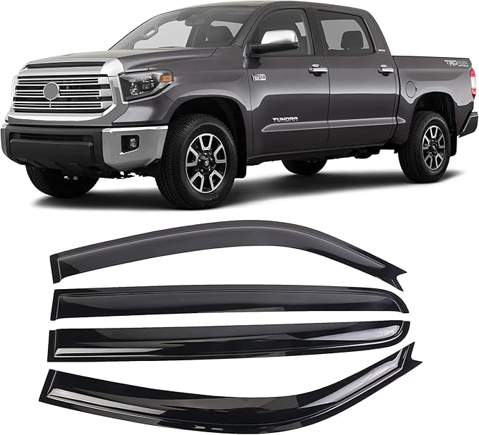 Window Vent Visors Deflectors Rain Guards 4 Piece Set for 2007-2021 Trucks Toyota Tundra Crew Cab 94309