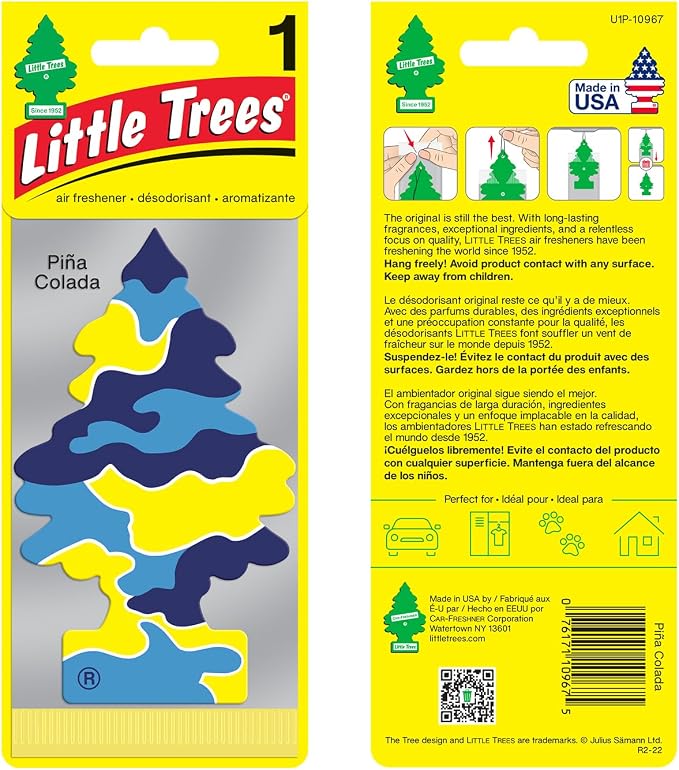 Car Air Freshener | Hanging Paper Tree for Home or Car | Pina Colada Scent | Pack of 6
