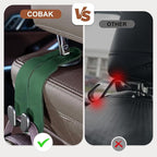 CoBak Purse Hook for Car - Universal Premium Stitched Leather and Aluminum-Magnesium Alloy Double Car Seat Back Storage Hook for Purses, Handbags, Bags (2 Pack),Emerald