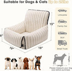 6-in-1 Dog Car Seat for Small/Medium Dogs up to 25 lbs, Multi-Functional Dog Carrier for Car with Detachable Washable Cover, Pet Travel Bed with Clip-On Safety Leash, Beige