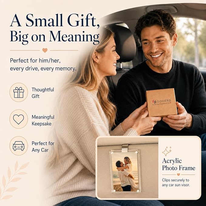 Gift for Boyfriend Husband Girlfriend Dad Car Decorations Interior Picture Holder, Car Visor Photo Clip Magnetic Frame Father's Day Personalized Photo Gifts Cute Car Decor Accessories 3.5 x 2.4 inch (2 PCS)