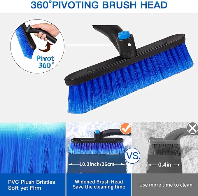 Ice Scrapers for Car Windshield, Upgraded 31 Inch Snow Scraper and Brush Combo Extendable 360° Pivoting Ice Snow Removal Tool for Car, Truck, SUV, Christmas(Blue)