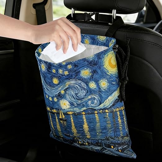 Abstract Starry Sky Sea Car Trash Bag - Waterproof Car Trash Bag Hanging Leakproof Car Garbage Bag - Washable Reusable Trash Bag For Car Interior Hanging Organizer Storage Vehicle Travelling Camping