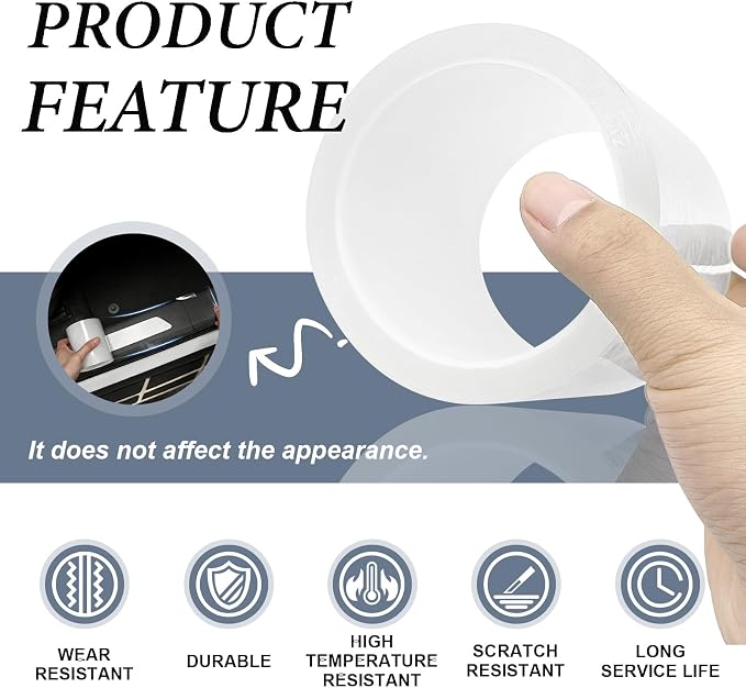 Car Door Edge Guards/Door Sill Protector, Anti-Scratch Anti-Collision Adhesive Strip, for Most Vehicles (4Inx33Ft, Transparent)