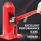 6 Tons / 12000 lbs Lifting Automotive Welded Hydraulic Bottle Jack for Car SUV Pickup Truck, Auto Repair, with Manual Handle & Carrying Storage Case, Red