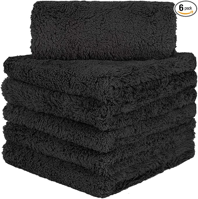Premium Microfiber Towels, Car Drying Wash Detailing Buffing Waxing Polishing Towel with Plush Edgeless Microfiber Cloth (Black)